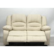 2 személyes kézi működésű relax kanapé krém színű valódi bőr - Tessin
