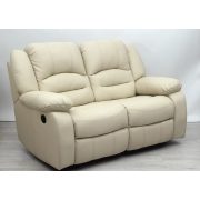 2 személyes kézi működésű relax kanapé krém színű valódi bőr - Tessin