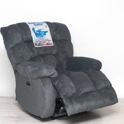   Elektromos relax fotel bazaltszürke puha plüss kárpittal raktárról - Daly