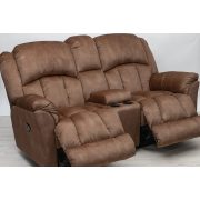 Emelhető lábtartóval 2 személyes relax kanapé - mozis, motoros - Wave gesztenyebarna mikrobársony kárpittal - Gilmore
