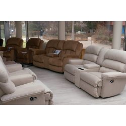   Motoros relax ülőgarnitúra 2 1 1 - mozi kanapéval Tonda drapp színű szövet kárpittal raktárról - Preston