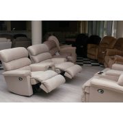 Motoros relax ülőgarnitúra 2 1 1 - mozi kanapéval Tonda drapp színű szövet kárpittal raktárról - Preston