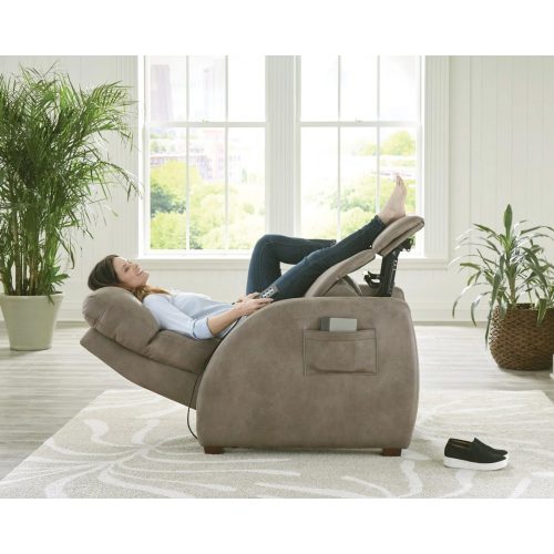 Zero gravity két motoros pihenő fotel őzbarna textilbőr kárpittal raktárról - Relaxer