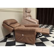 Felállást segítő fotel - kétmotoros (független lábtartó és háttámla mozgatás) - csokoládé barna Microfiber kárpittal - használt - Soddy