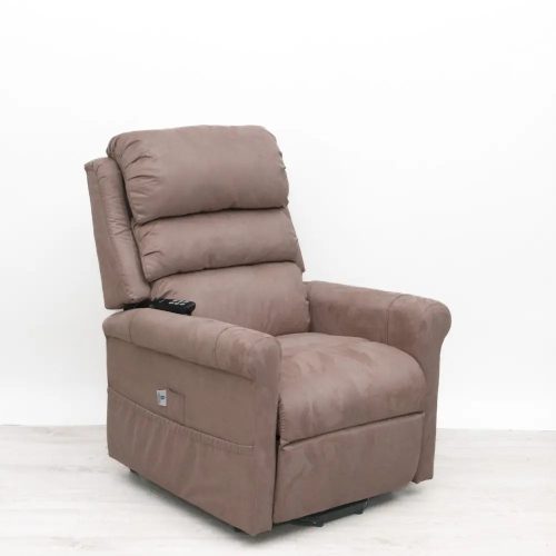 Felállást segítő fotel - kétmotoros (független lábtartó és háttámla mozgatás) - bézs Microfiber kárpittal raktárról - Soddy