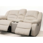Tessin 2 személyes motoros italtartós relax kanapé Loca világos beige microszálas szövet kárpittal