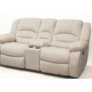 Tessin 2 személyes motoros italtartós relax kanapé Loca világos beige microszálas szövet kárpittal