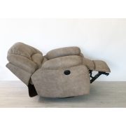 Forgó fotel hintázó talppal motoros lábtartóval sötétbézs textilbőr kárpittal raktárról - Tessin