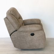 Forgó fotel hintázó talppal motoros lábtartóval sötétbézs textilbőr kárpittal raktárról - Tessin