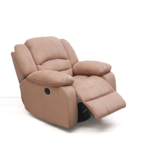 Forgó fotel hintázó talppal motoros működéssel világosbarna Suede Microfiber kárpittal raktárról - Tessin