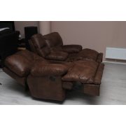 Motoros relax ülőgarnitúra mozis kanapéval gesztenyebarna textilbőr kárpittal raktárról - Voyager