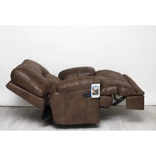 Voyager fekvő helyzetig dönthető motoros extra kényelmes TV fotel gesztenye barna textilbőr kárpittal - raktárról