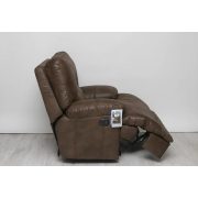 Voyager fekvő helyzetig dönthető motoros extra kényelmes TV fotel gesztenye barna textilbőr kárpittal - raktárról