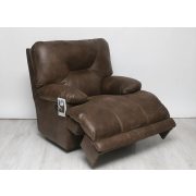 Voyager fekvő helyzetig dönthető motoros extra kényelmes TV fotel gesztenye barna textilbőr kárpittal