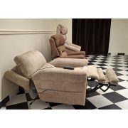 Két motoros felállást segítő fotel (független lábtartó és háttámla mozgatás) bézs színű szövet kárpittal - használt - Warner