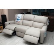 Westport 3 személyes kanapé relax lábtartóval, háttámlával  bézs színű szövet kárpittal - a középső ülés fix állású