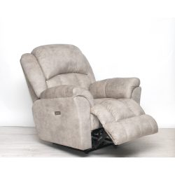   Elektromos fotel fix talppal Jade bézs színű rusztikus hatású microszálas bársony kárpittal raktárról - Gilmore