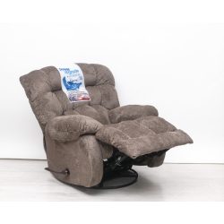   Forgó fotel - hintáztatható kézikaros TV fotel világosbarna színű puha plüss kárpittal raktárról - Daly