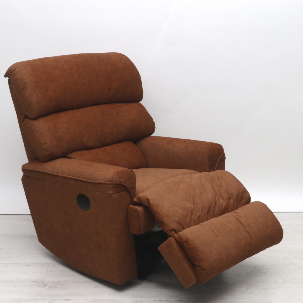 Image of Elektromos fotel Amir terrakotta színű microbársony kárpittal raktárról - Preston